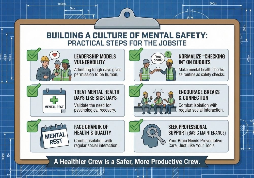 steps to build a supportive mental health safety culture on construction sites.