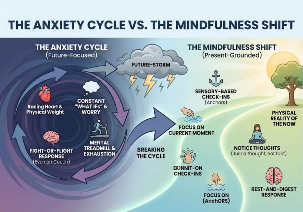 Grounding exercises in mindfulness therapy for anxiety