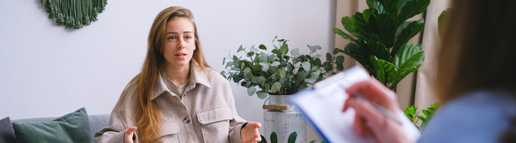 Client talking with a therapist in a Vaughan DBT session