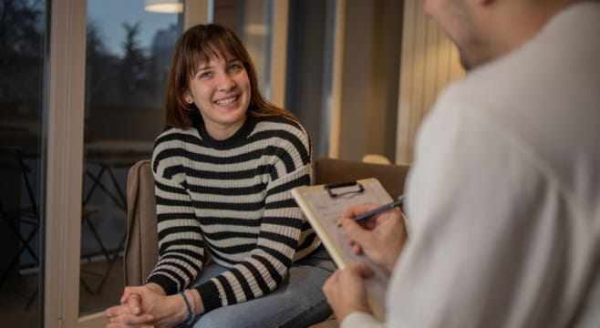 Client and therapist during a substance abuse counselling session