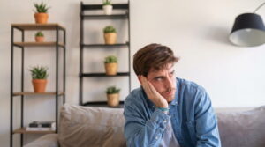 Man experiencing intrusive thoughts and anxiety