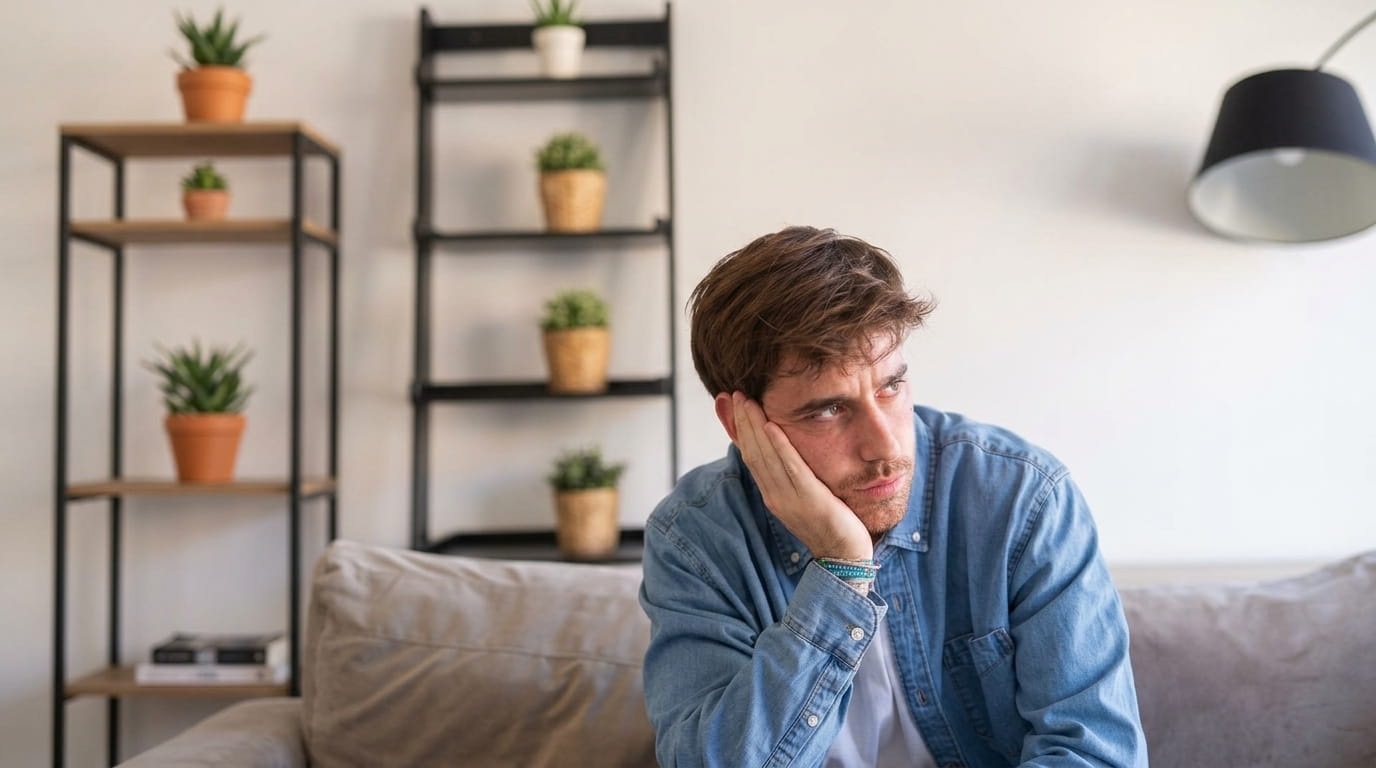 Man experiencing intrusive thoughts and anxiety