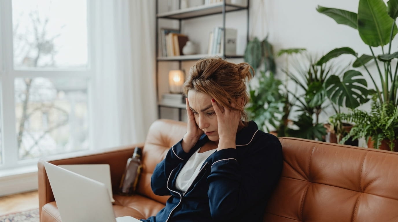 Woman experiencing obsessive thoughts and mental distress