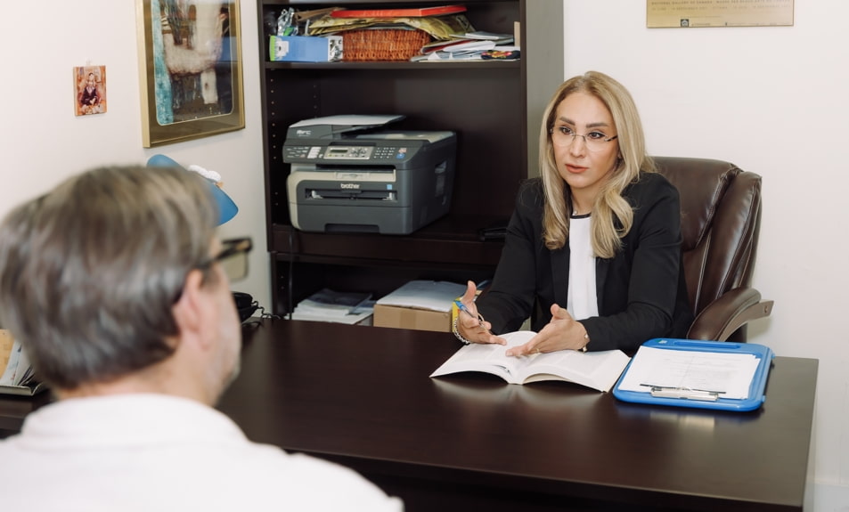 Psychotherapist in a one-to-one session with a client from Milton, Ontario