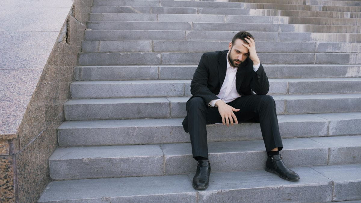 Man experiencing anxiety and catastrophic thinking